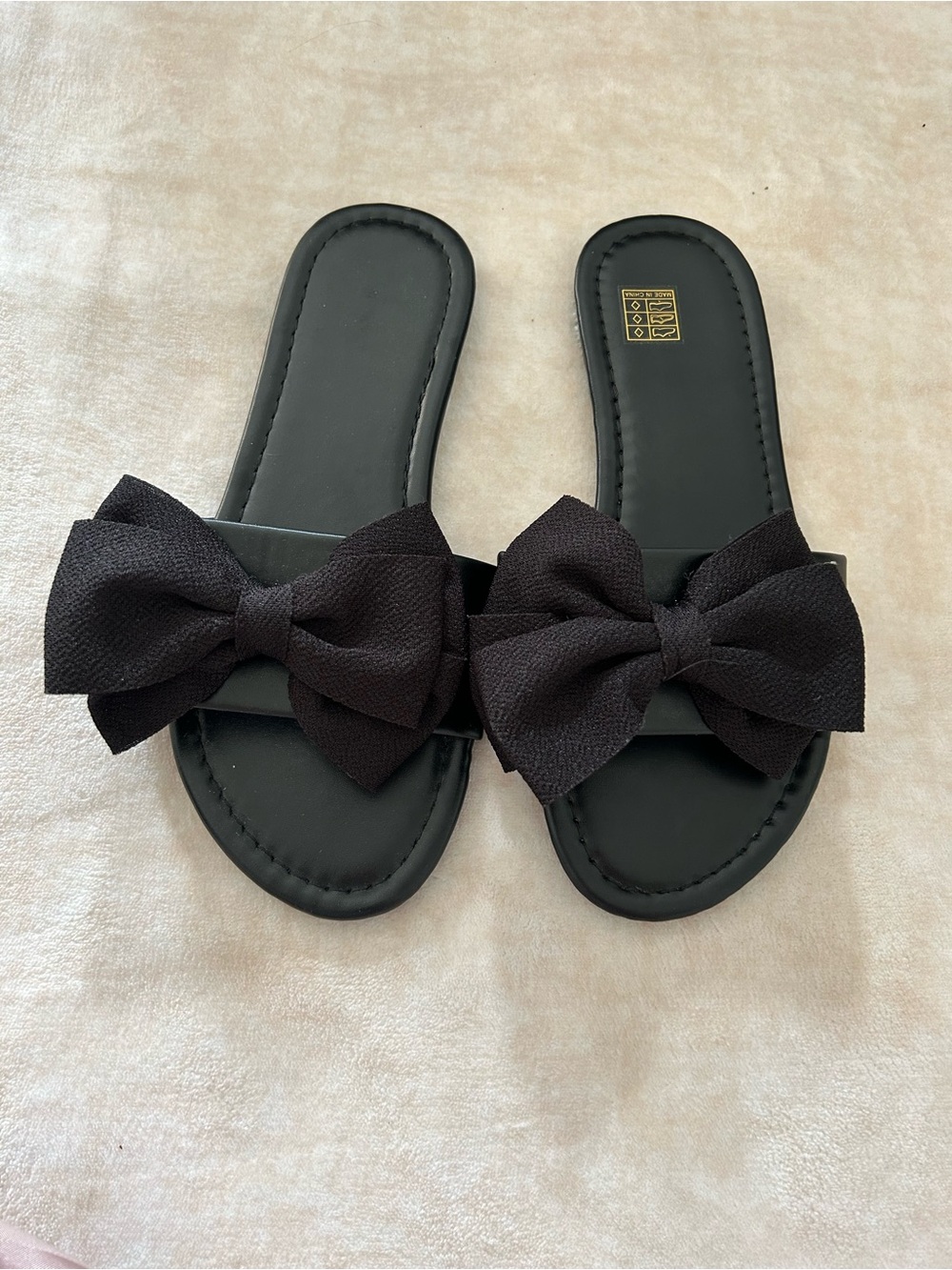 SHEIN Black Bow Slide Sandals for Women
